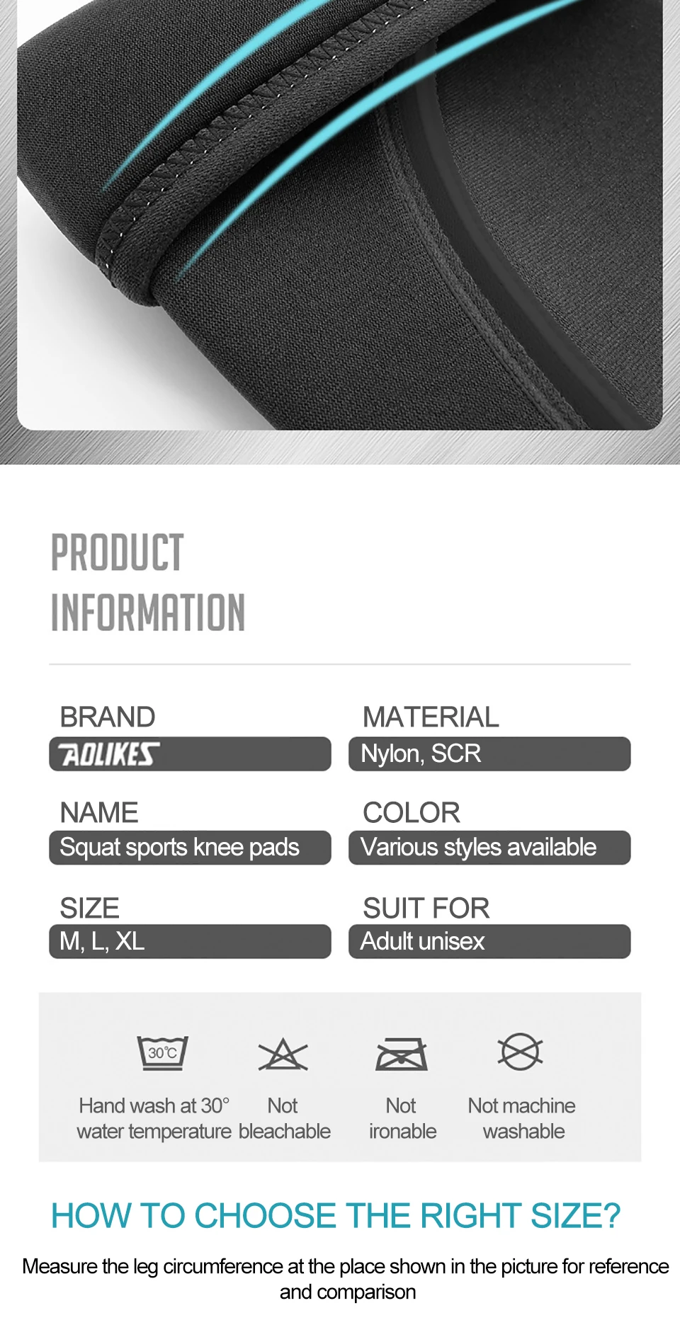 AOLIKES rodilleras de neopreno de 7mm para levantamiento de pesas (par) rodillera de compresión soporte para sentadillas Crossfit entrenamiento