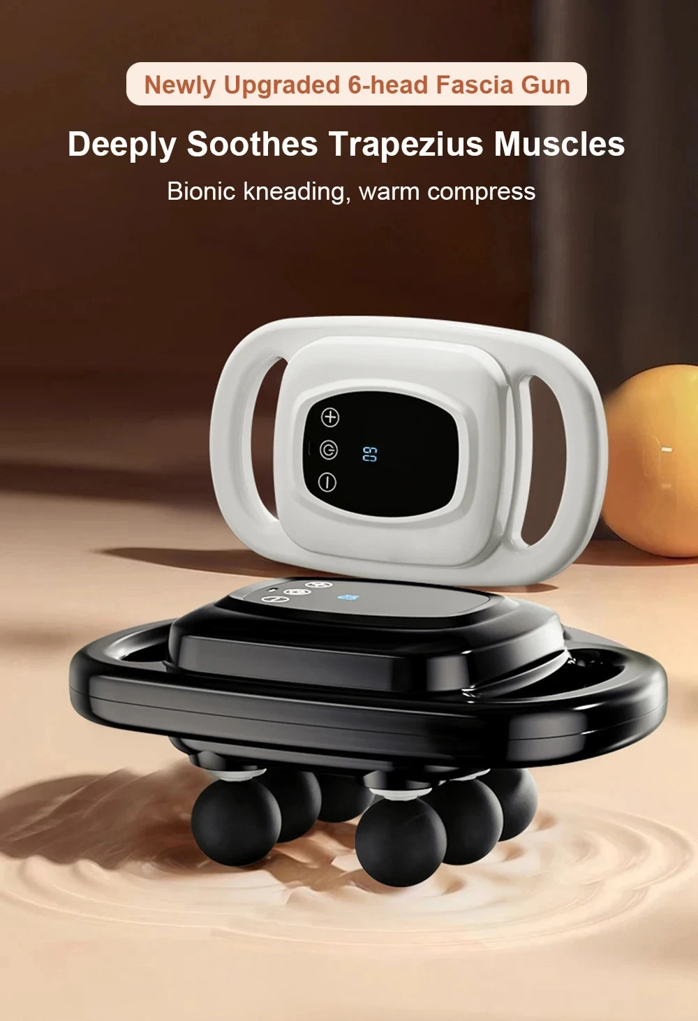 Pistola de masaje de 6 cabezales para aliviar los músculos, percusión de tejidos profundos para cuello, columna Cervical, cuerpo completo
