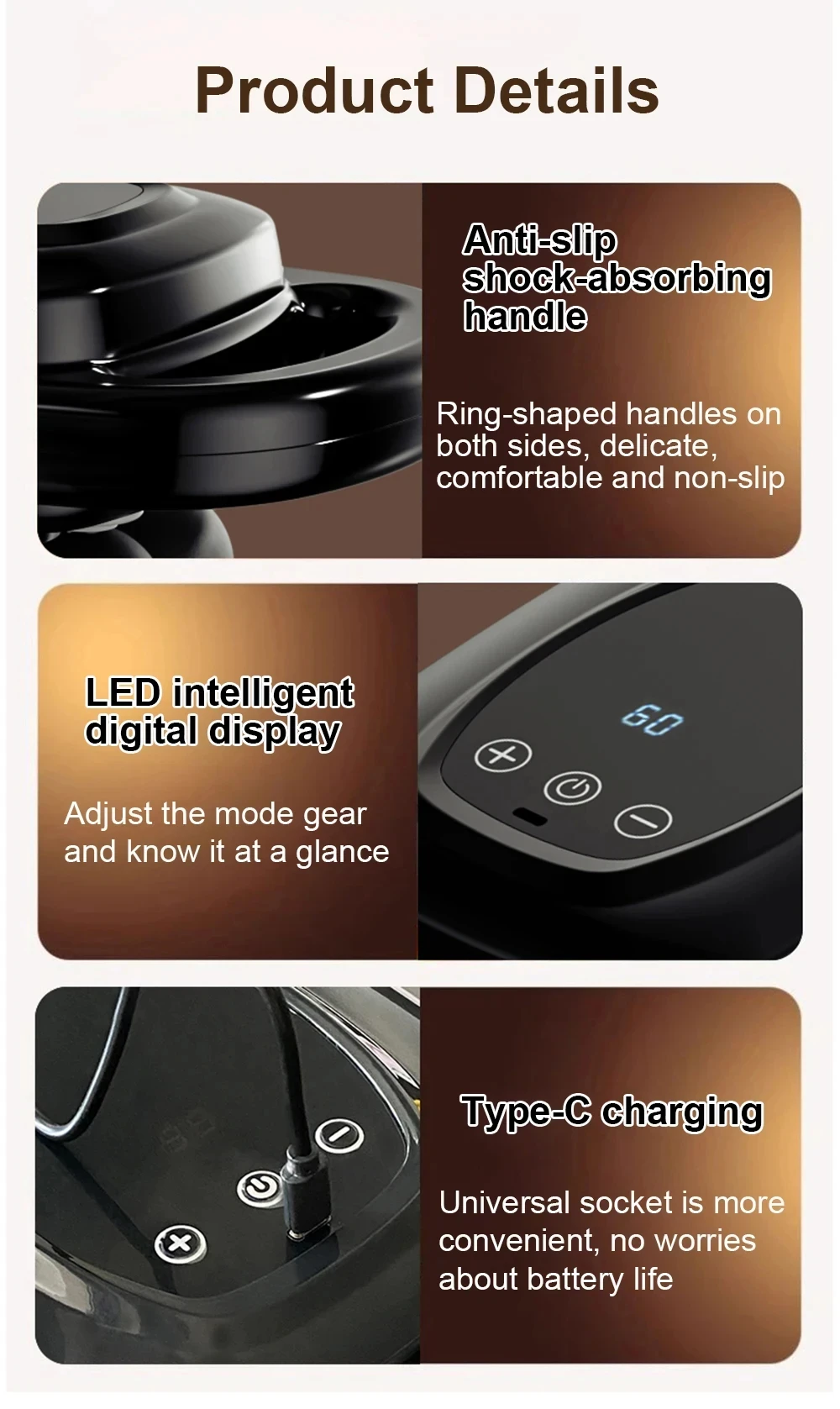 Pistola de masaje de 6 cabezales para aliviar los músculos, percusión de tejidos profundos para cuello, columna Cervical, cuerpo completo