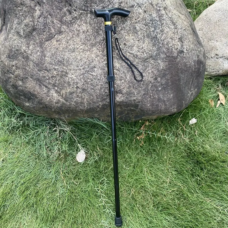 Bastón plegable portátil telescópico ajustable de aleación de aluminio, bastón de senderismo, muletas antideslizantes para caminar para personas mayores
