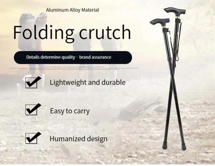 Bastón plegable portátil telescópico ajustable de aleación de aluminio, bastón de senderismo, muletas antideslizantes para caminar para personas mayores