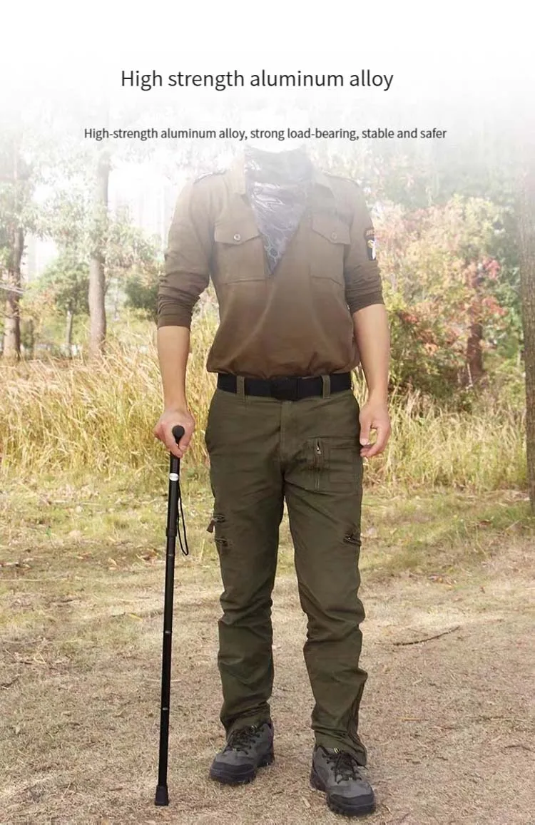 Bastón plegable portátil telescópico ajustable de aleación de aluminio, bastón de senderismo, muletas antideslizantes para caminar para personas mayores