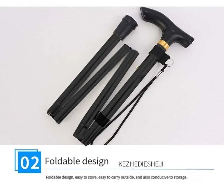 Bastón plegable portátil telescópico ajustable de aleación de aluminio, bastón de senderismo, muletas antideslizantes para caminar para personas mayores