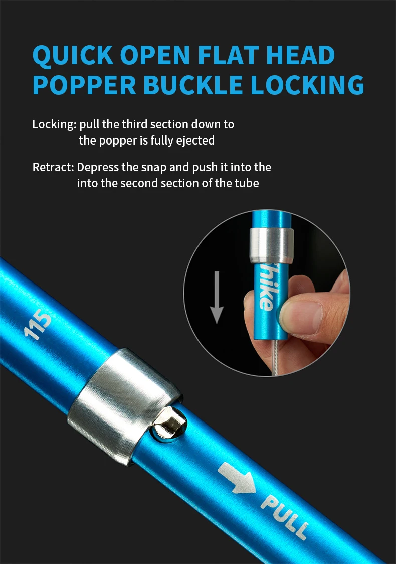 Naturehike bastones de Trekking ultraligeros plegables 1 Uds bastón para caminar portátil de aluminio bastón telescópico para senderismo bastón para acampar