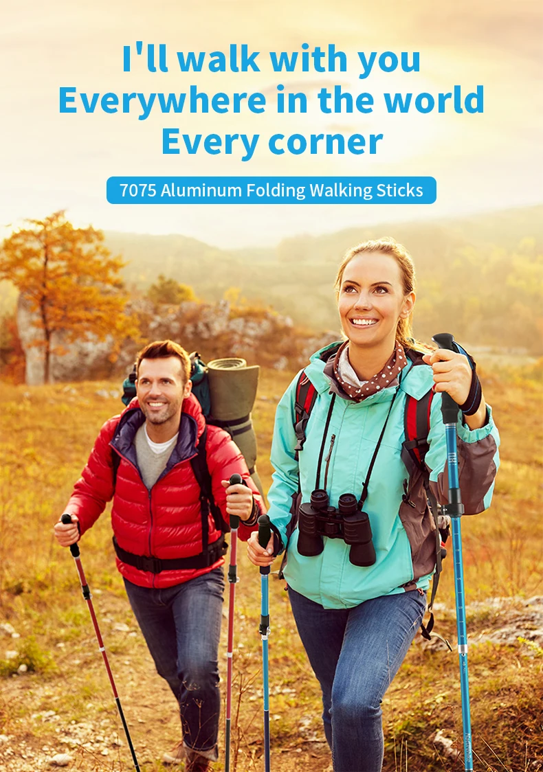 Naturehike bastones de Trekking ultraligeros plegables 1 Uds bastón para caminar portátil de aluminio bastón telescópico para senderismo bastón para acampar