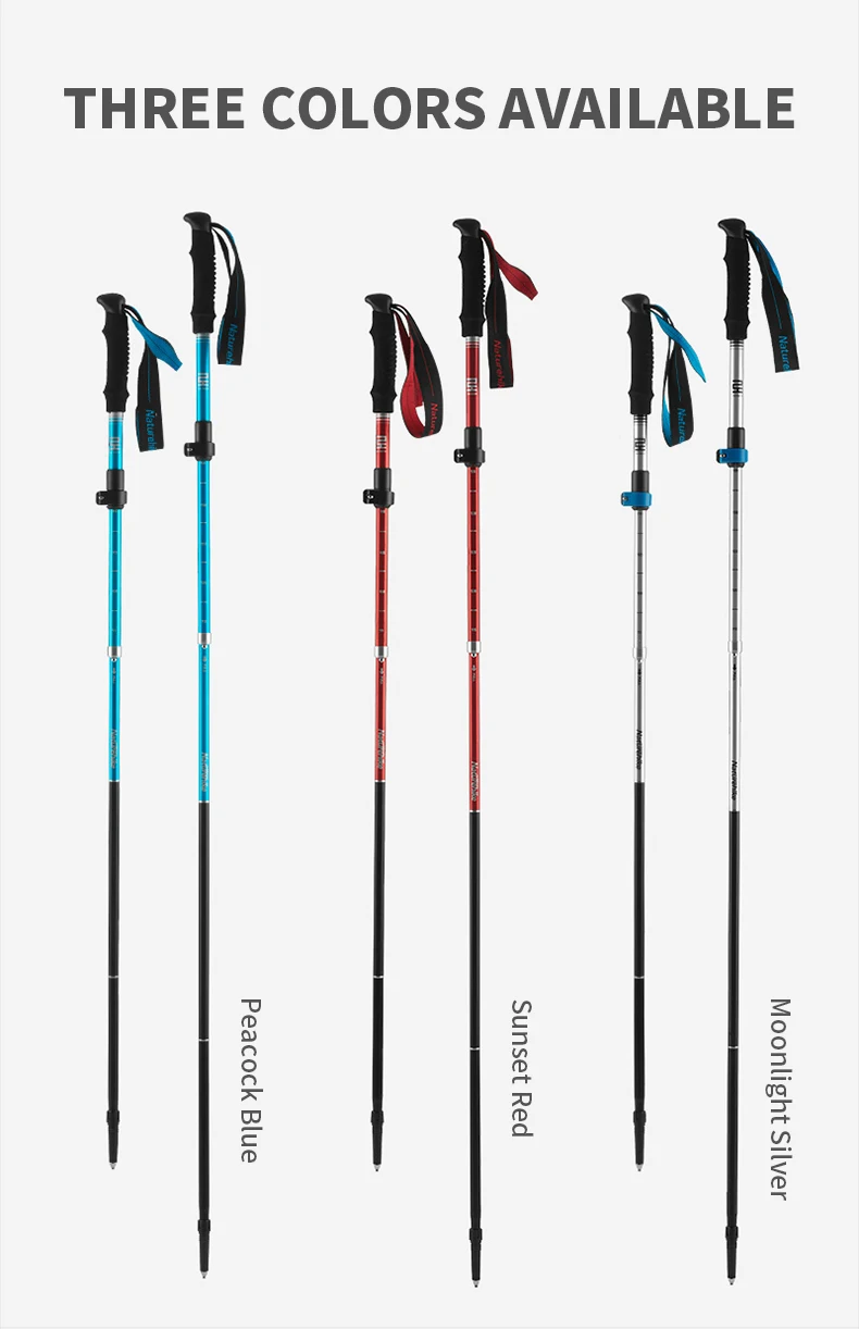 Naturehike bastones de Trekking ultraligeros plegables 1 Uds bastón para caminar portátil de aluminio bastón telescópico para senderismo bastón para acampar
