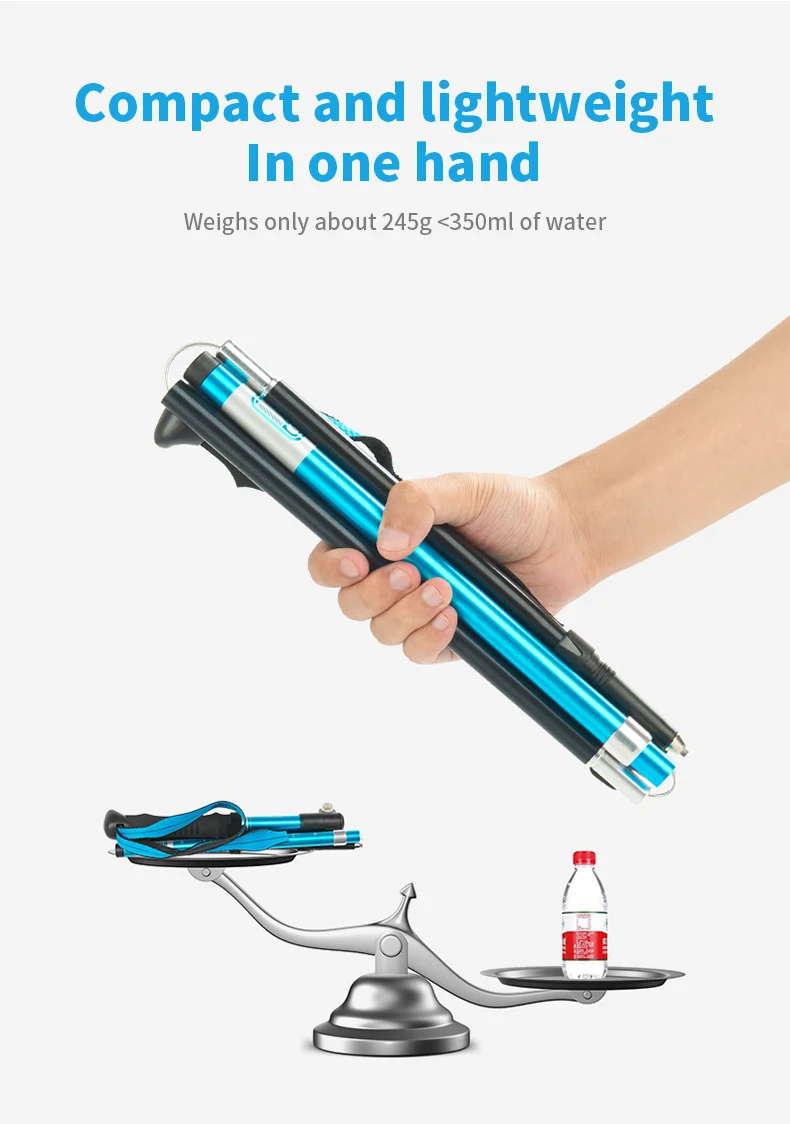 Naturehike bastones de Trekking ultraligeros plegables 1 Uds bastón para caminar portátil de aluminio bastón telescópico para senderismo bastón para acampar