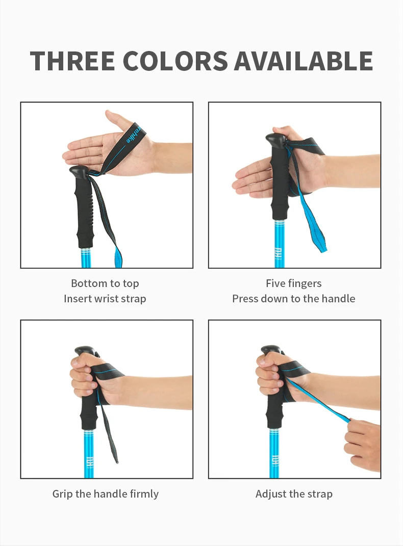 Naturehike bastones de Trekking ultraligeros plegables 1 Uds bastón para caminar portátil de aluminio bastón telescópico para senderismo bastón para acampar