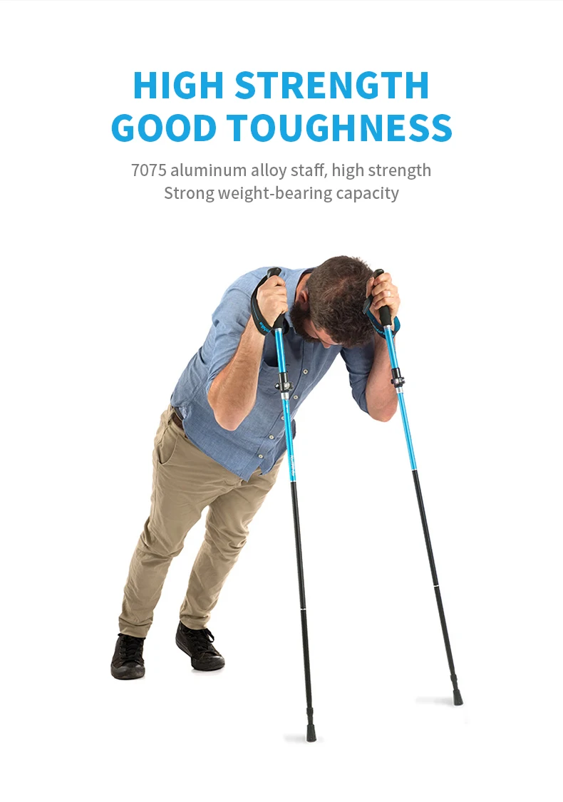 Naturehike bastones de Trekking ultraligeros plegables 1 Uds bastón para caminar portátil de aluminio bastón telescópico para senderismo bastón para acampar