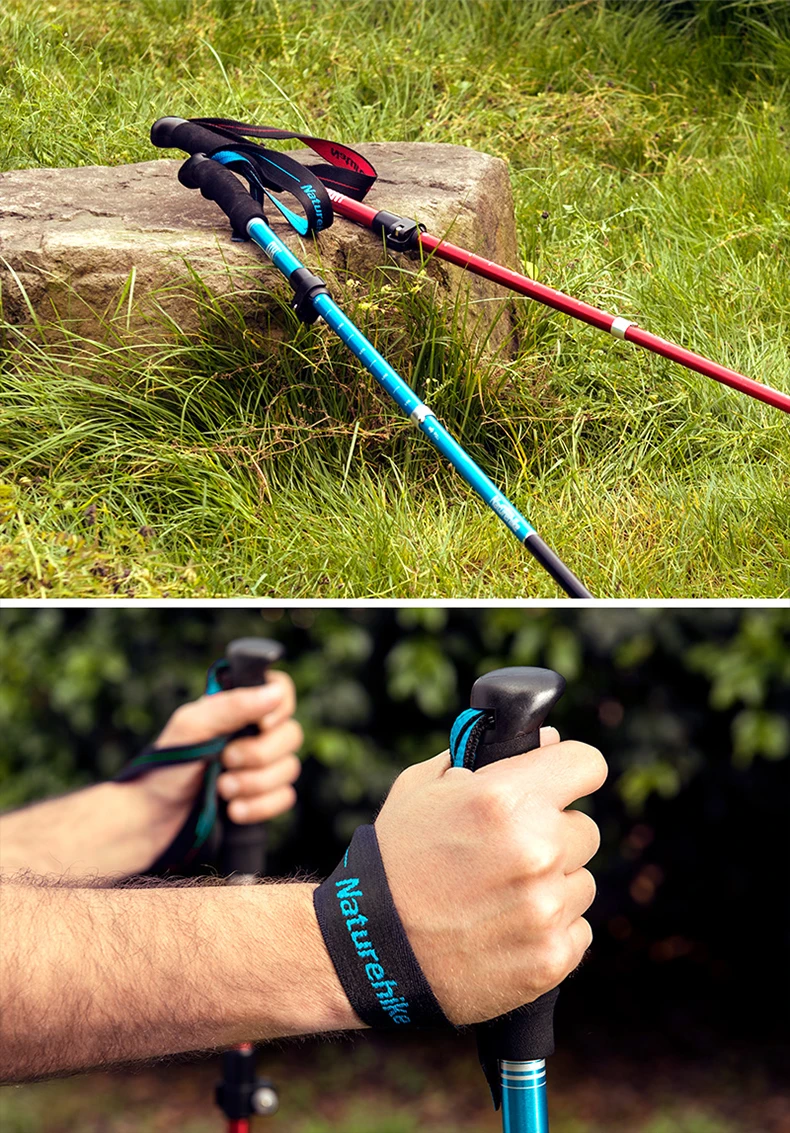 Naturehike bastones de Trekking ultraligeros plegables 1 Uds bastón para caminar portátil de aluminio bastón telescópico para senderismo bastón para acampar