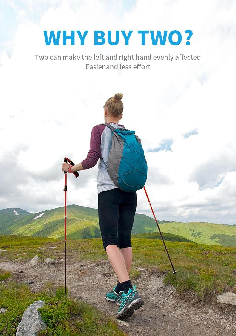 Naturehike bastones de Trekking ultraligeros plegables 1 Uds bastón para caminar portátil de aluminio bastón telescópico para senderismo bastón para acampar