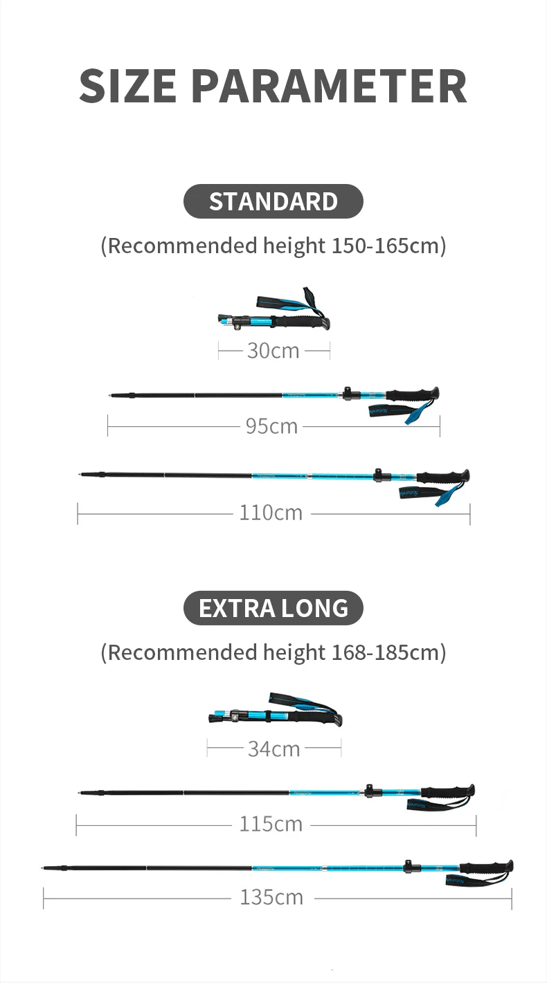 Naturehike bastones de Trekking ultraligeros plegables 1 Uds bastón para caminar portátil de aluminio bastón telescópico para senderismo bastón para acampar