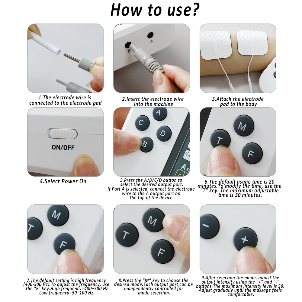 Estimulador muscular eléctrico EMS, unidad Tens, electroestimulador, masajeador de fisioterapia de pulso, dispositivo de relajación para el cuidado de la salud recargable