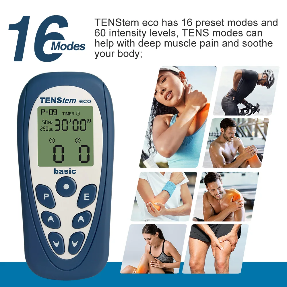 Unidad Tens Estimulador muscular 16 Modo de masaje Máquina Tens EMS Dispositivo Masajeador con pantalla táctil Intensidad Paño de hombros de tejido profundo Rel