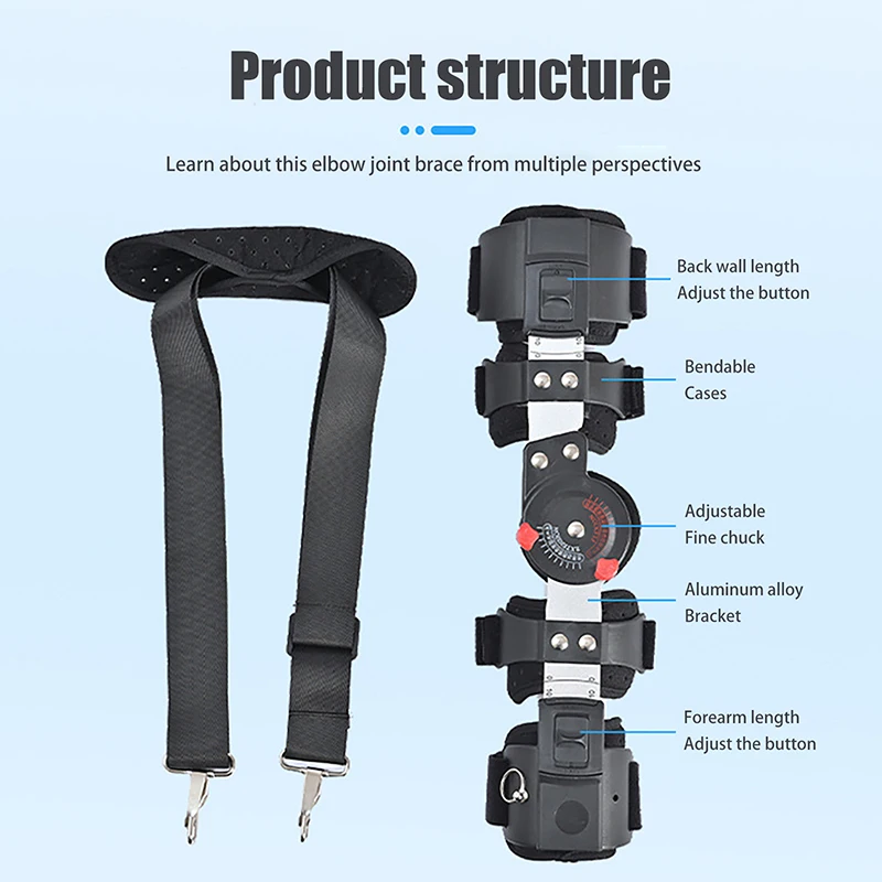 1 Uds. Soporte de fijación de articulación de codo, eslinga de brazo de hombro con bisagras para soportes de brazo, férula de soporte, órtesis