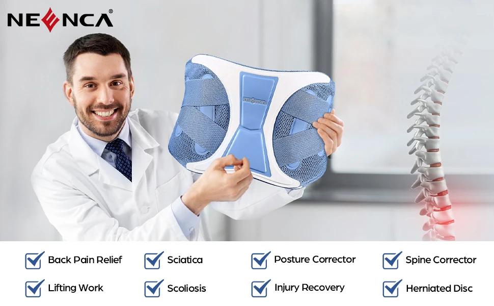NEENCA Soporte de espalda Cinturón de soporte lumbar ajustable Envoltura de cintura para alivio del dolor de espalda baja, lesiones, ciática, escoliosis