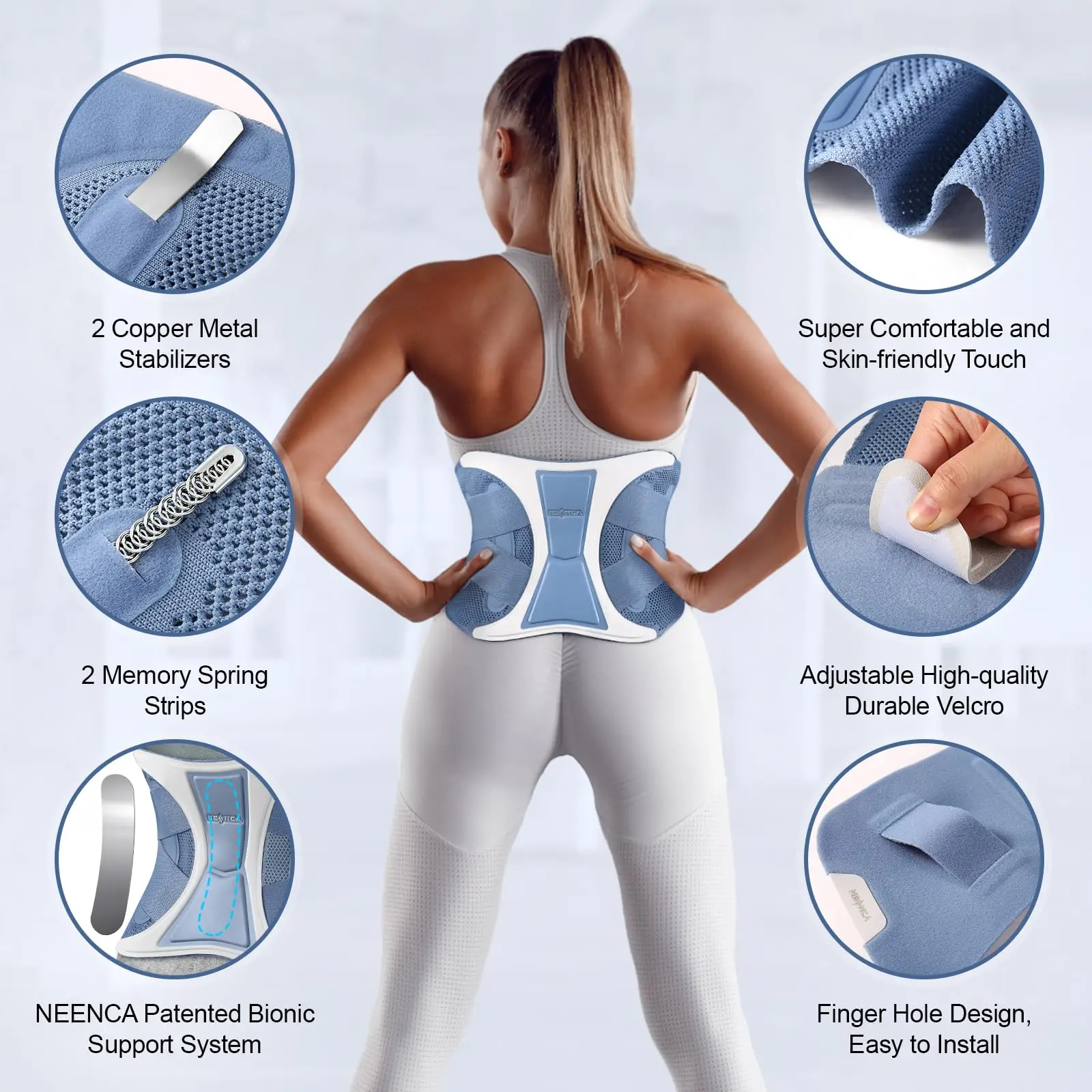 NEENCA Soporte de espalda Cinturón de soporte lumbar ajustable Envoltura de cintura para alivio del dolor de espalda baja, lesiones, ciática, escoliosis